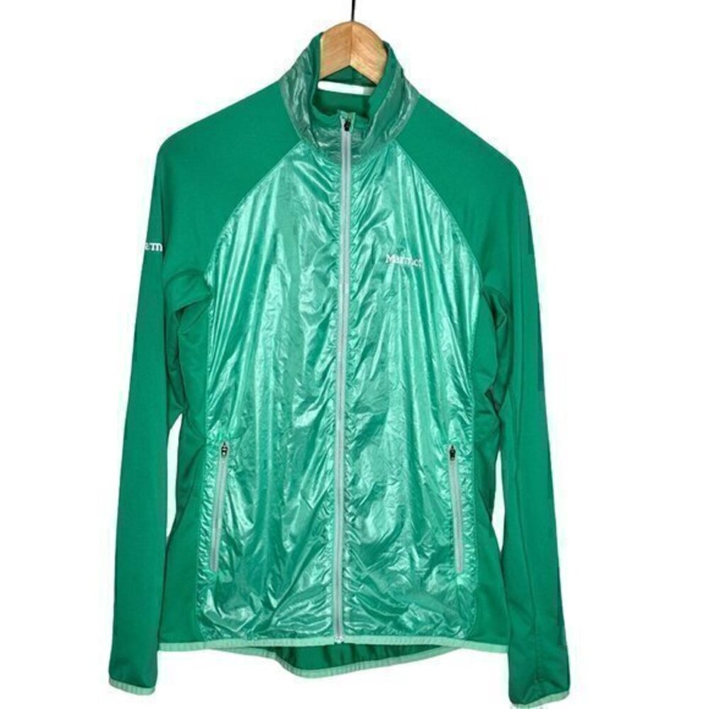 Marmot Womens Bright Green Polyester Zip Up Track Suit Top Size M